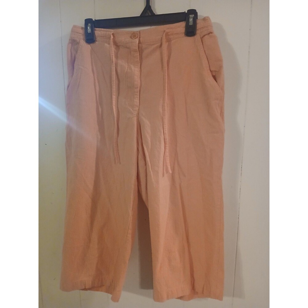 Coral Pink Capris Elastic Waist Drawstring  Beach Spring Cottage 100% Cotton